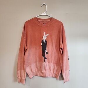 Playboy Coral Ombre Sweatshirt with Playboy Text On Sleeve